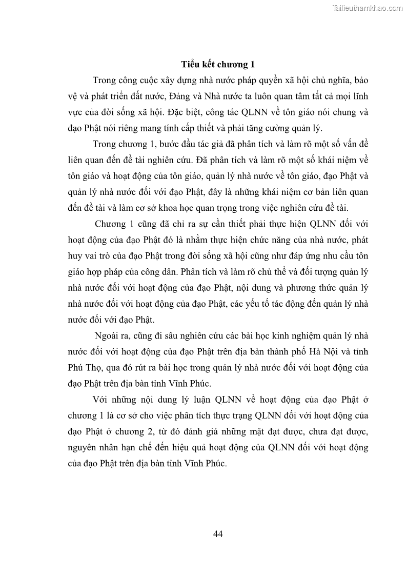 Luận văn thạc sĩ quản lý công Quản lý nhà nước đối với hoạt động của Đạo Phật trên địa bàn tỉnh Vĩnh Phúc - 5 Trang 52