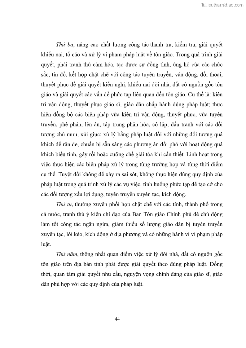 Luận văn thạc sĩ quản lý công Quản lý nhà nước đối với hoạt động của Công giáo trên địa bàn tỉnh Gia Lai - 5 Trang 53