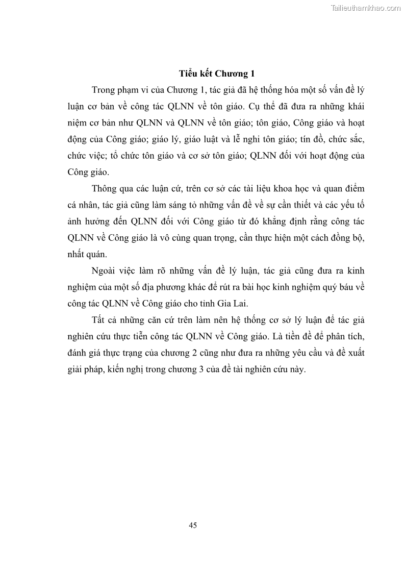 Luận văn thạc sĩ quản lý công Quản lý nhà nước đối với hoạt động của Công giáo trên địa bàn tỉnh Gia Lai - 5 Trang 54