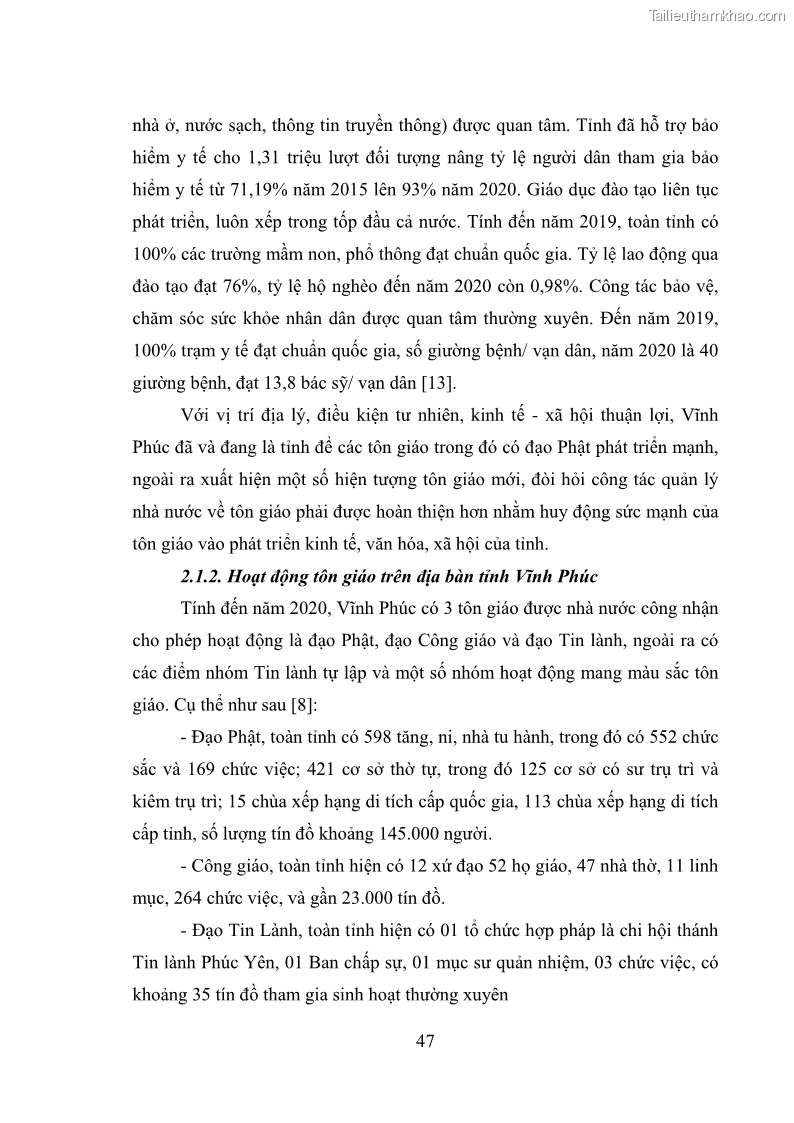 Luận văn thạc sĩ quản lý công Quản lý nhà nước đối với hoạt động của Đạo Phật trên địa bàn tỉnh Vĩnh Phúc - 5 Trang 55