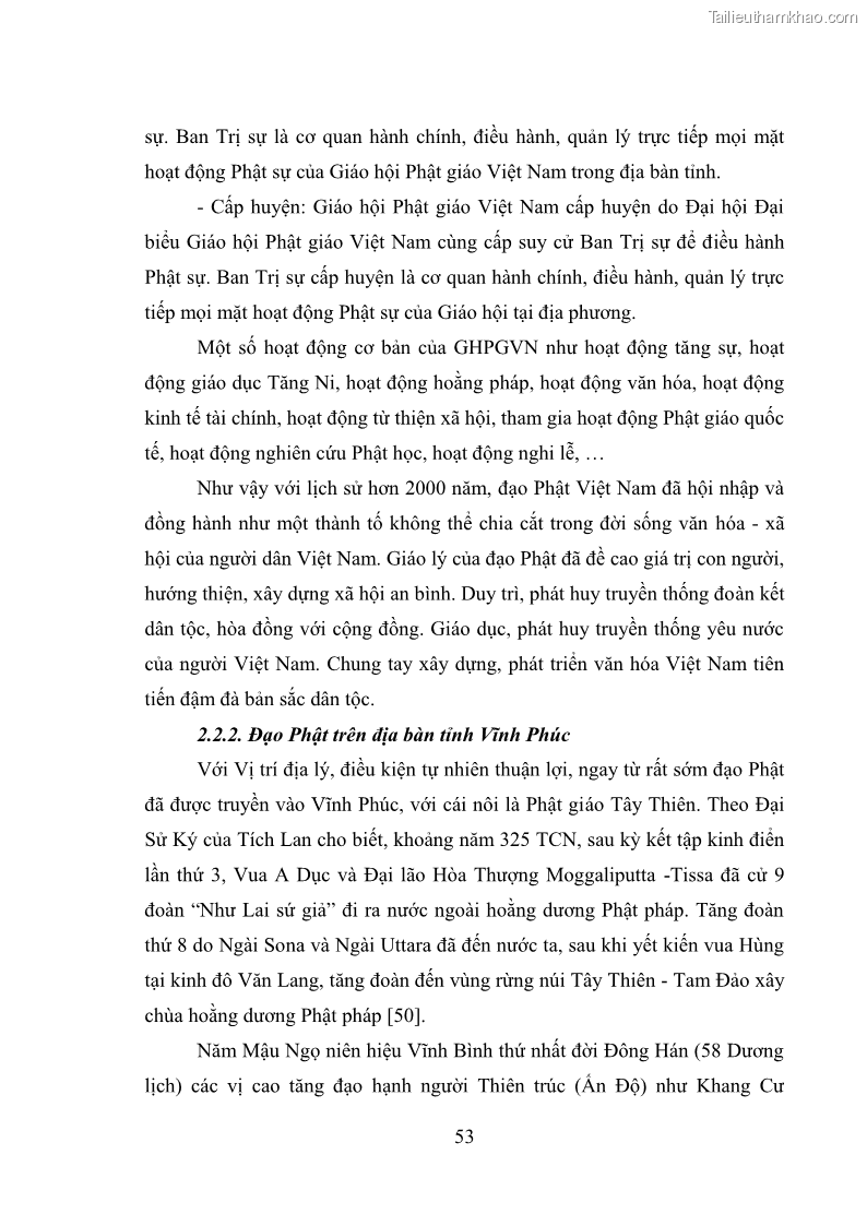 Luận văn thạc sĩ quản lý công Quản lý nhà nước đối với hoạt động của Đạo Phật trên địa bàn tỉnh Vĩnh Phúc - 6 Trang 61