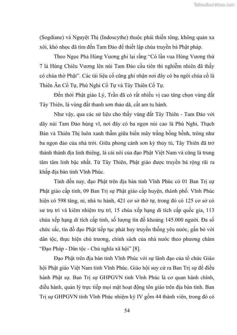 Luận văn thạc sĩ quản lý công Quản lý nhà nước đối với hoạt động của Đạo Phật trên địa bàn tỉnh Vĩnh Phúc - 6 Trang 62