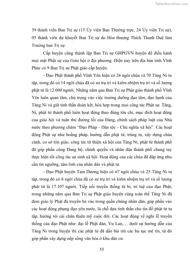 Luận văn thạc sĩ quản lý công Quản lý nhà nước đối với hoạt động của Đạo Phật trên địa bàn tỉnh Vĩnh Phúc - 6 Trang 63