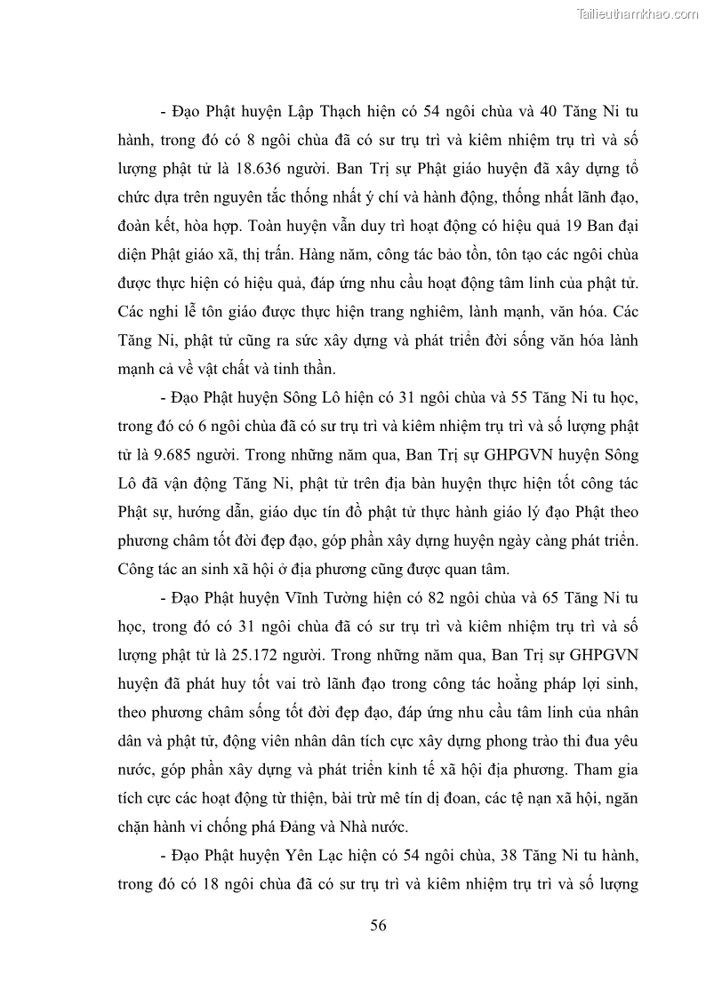 Luận văn thạc sĩ quản lý công Quản lý nhà nước đối với hoạt động của Đạo Phật trên địa bàn tỉnh Vĩnh Phúc - 6 Trang 64