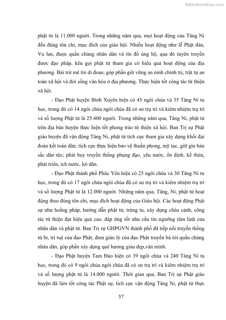Luận văn thạc sĩ quản lý công Quản lý nhà nước đối với hoạt động của Đạo Phật trên địa bàn tỉnh Vĩnh Phúc - 6 Trang 65
