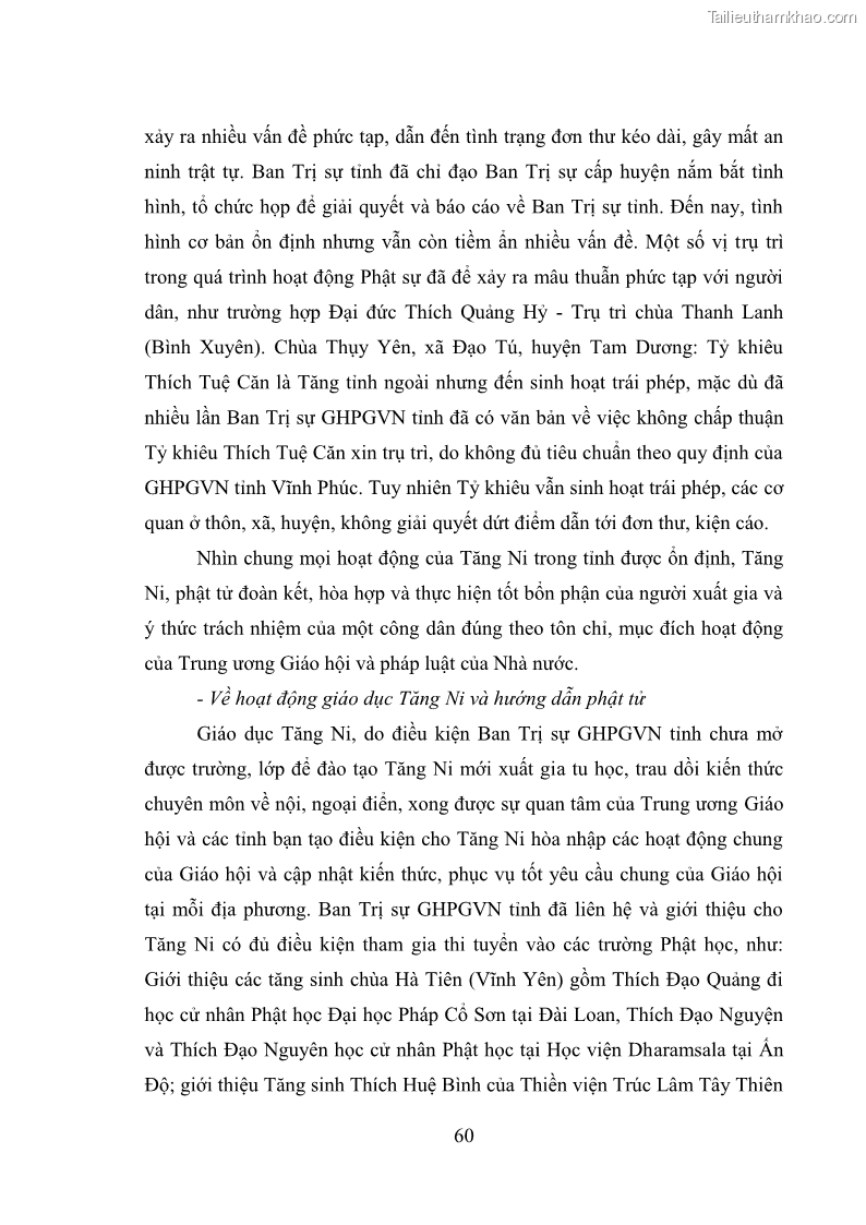 Luận văn thạc sĩ quản lý công Quản lý nhà nước đối với hoạt động của Đạo Phật trên địa bàn tỉnh Vĩnh Phúc - 6 Trang 68
