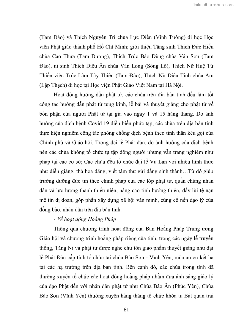 Luận văn thạc sĩ quản lý công Quản lý nhà nước đối với hoạt động của Đạo Phật trên địa bàn tỉnh Vĩnh Phúc - 6 Trang 69