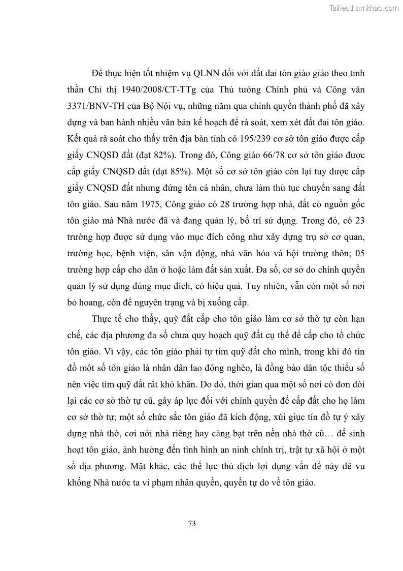 Luận văn thạc sĩ quản lý công Quản lý nhà nước đối với hoạt động của Công giáo trên địa bàn tỉnh Gia Lai - 7 Trang 82