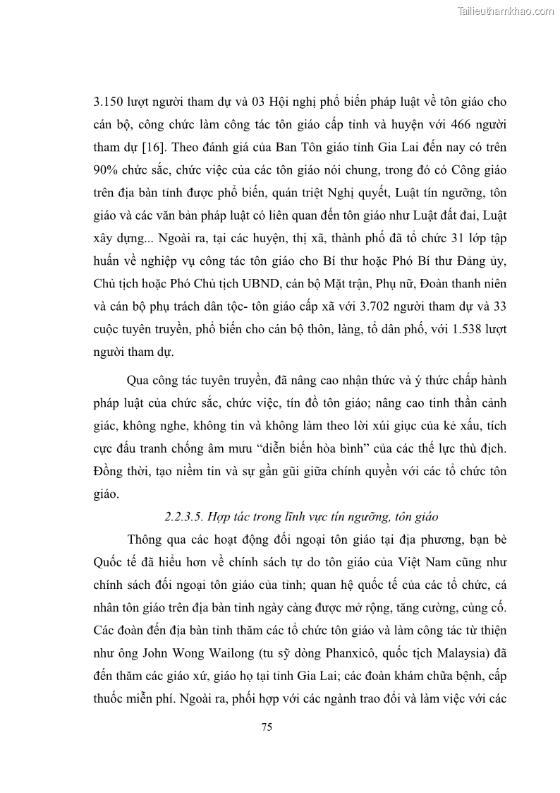 Luận văn thạc sĩ quản lý công Quản lý nhà nước đối với hoạt động của Công giáo trên địa bàn tỉnh Gia Lai - 7 Trang 84