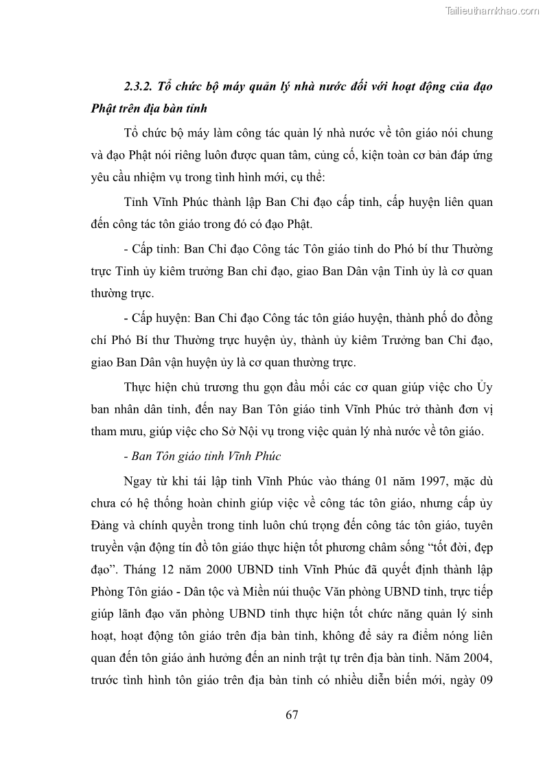 Luận văn thạc sĩ quản lý công Quản lý nhà nước đối với hoạt động của Đạo Phật trên địa bàn tỉnh Vĩnh Phúc - 7 Trang 75