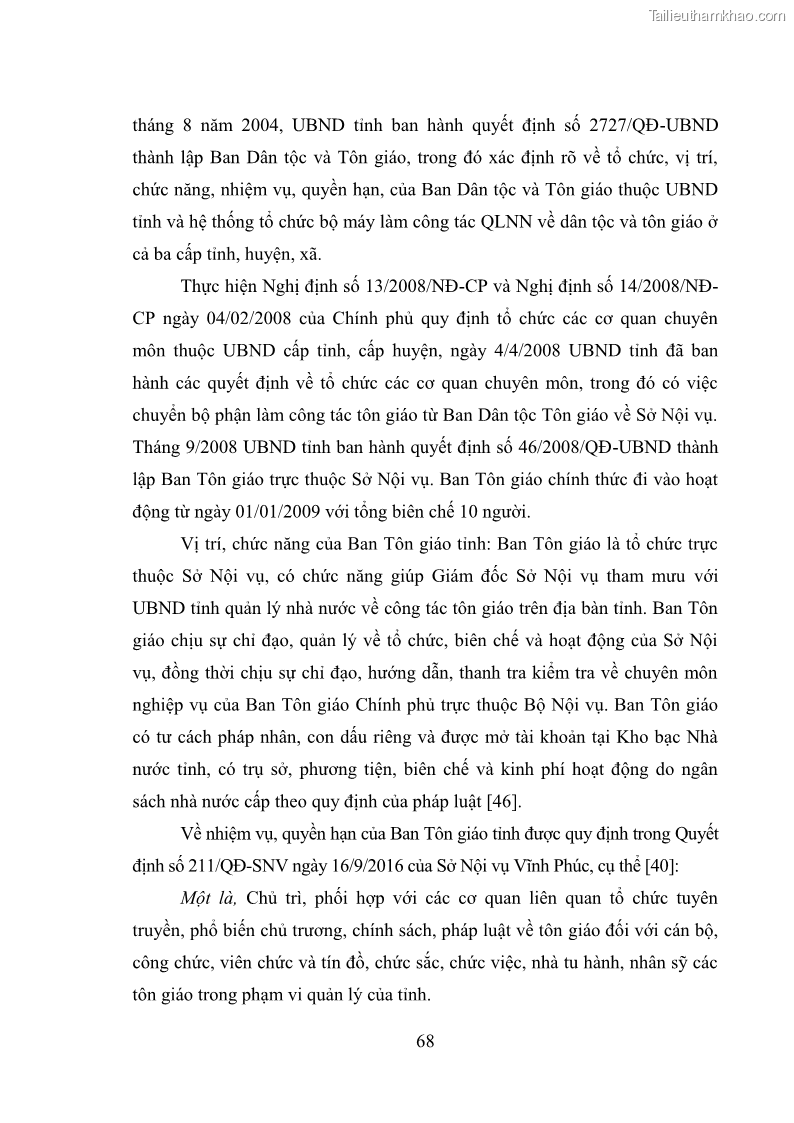 Luận văn thạc sĩ quản lý công Quản lý nhà nước đối với hoạt động của Đạo Phật trên địa bàn tỉnh Vĩnh Phúc - 7 Trang 76