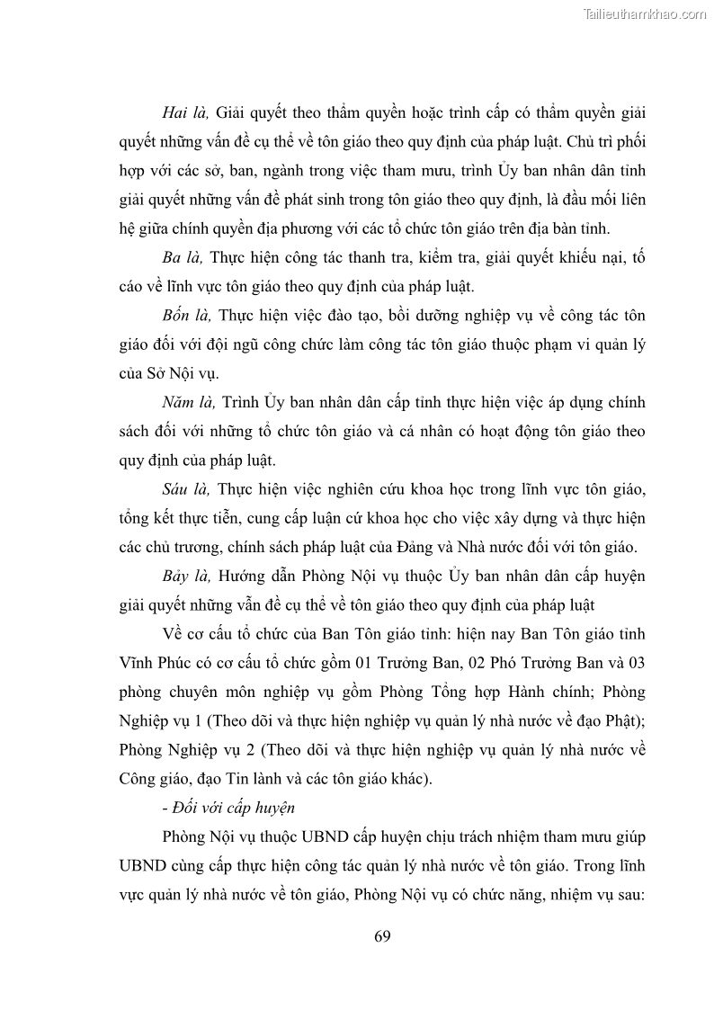 Luận văn thạc sĩ quản lý công Quản lý nhà nước đối với hoạt động của Đạo Phật trên địa bàn tỉnh Vĩnh Phúc - 7 Trang 77