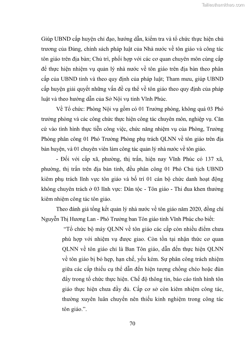 Luận văn thạc sĩ quản lý công Quản lý nhà nước đối với hoạt động của Đạo Phật trên địa bàn tỉnh Vĩnh Phúc - 7 Trang 78