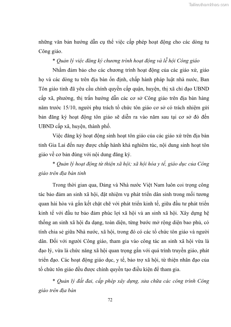 Luận văn thạc sĩ quản lý công Quản lý nhà nước đối với hoạt động của Công giáo trên địa bàn tỉnh Gia Lai - 7 Trang 81