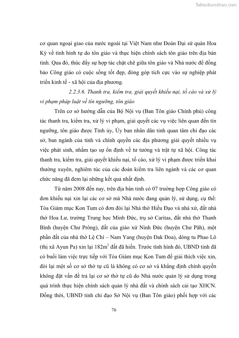 Luận văn thạc sĩ quản lý công Quản lý nhà nước đối với hoạt động của Công giáo trên địa bàn tỉnh Gia Lai - 8 Trang 85