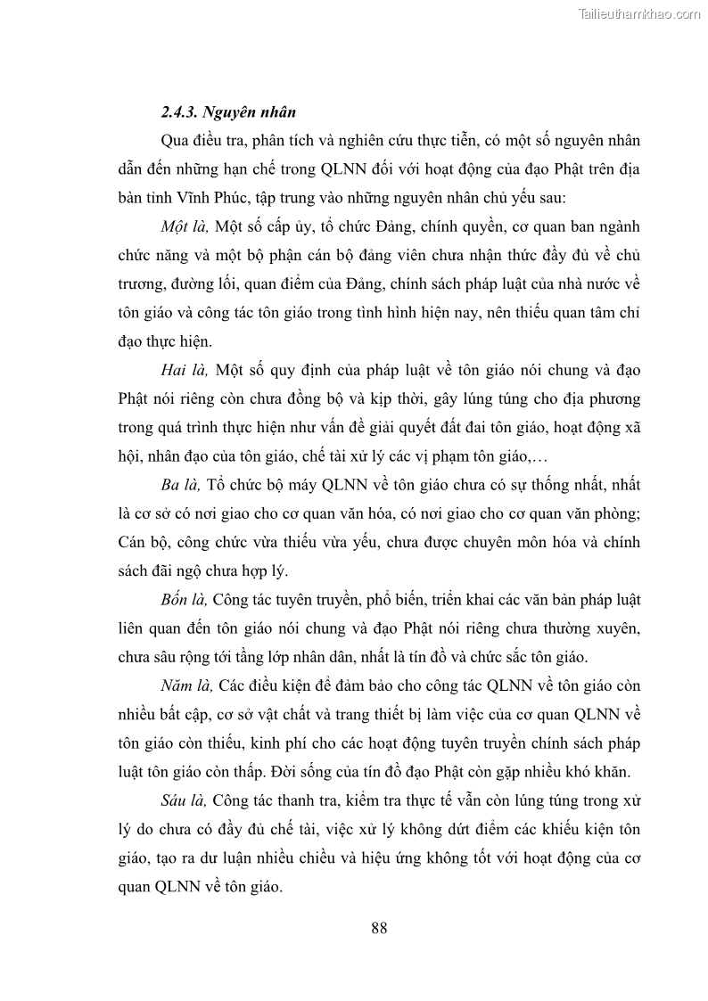 Luận văn thạc sĩ quản lý công Quản lý nhà nước đối với hoạt động của Đạo Phật trên địa bàn tỉnh Vĩnh Phúc - 8 Trang 96