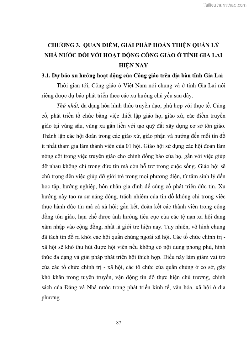 Luận văn thạc sĩ quản lý công Quản lý nhà nước đối với hoạt động của Công giáo trên địa bàn tỉnh Gia Lai - 8 Trang 96