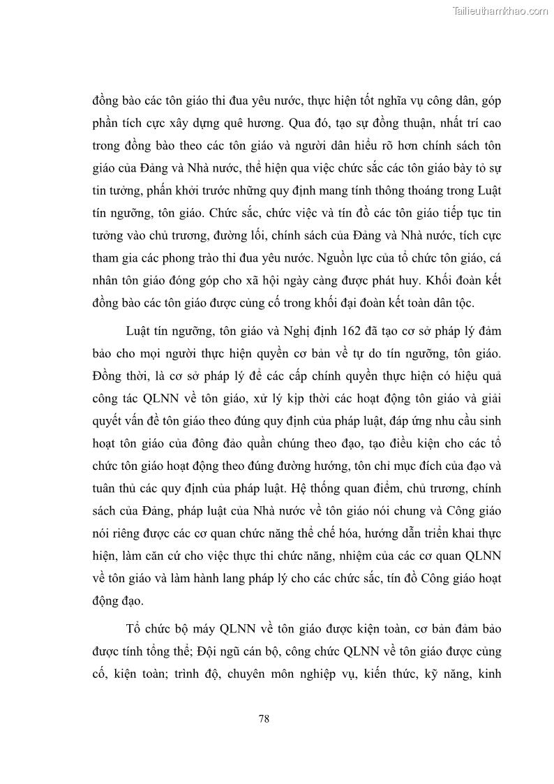 Luận văn thạc sĩ quản lý công Quản lý nhà nước đối với hoạt động của Công giáo trên địa bàn tỉnh Gia Lai - 8 Trang 87