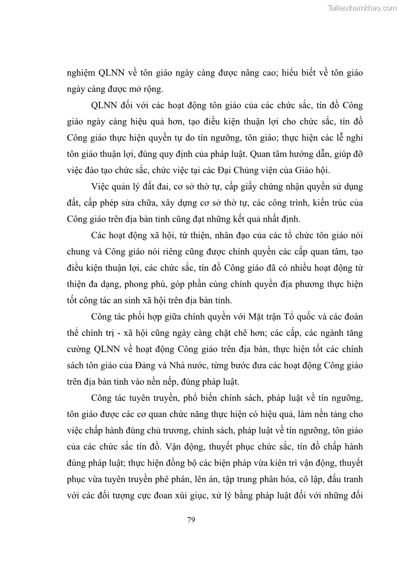 Luận văn thạc sĩ quản lý công Quản lý nhà nước đối với hoạt động của Công giáo trên địa bàn tỉnh Gia Lai - 8 Trang 88