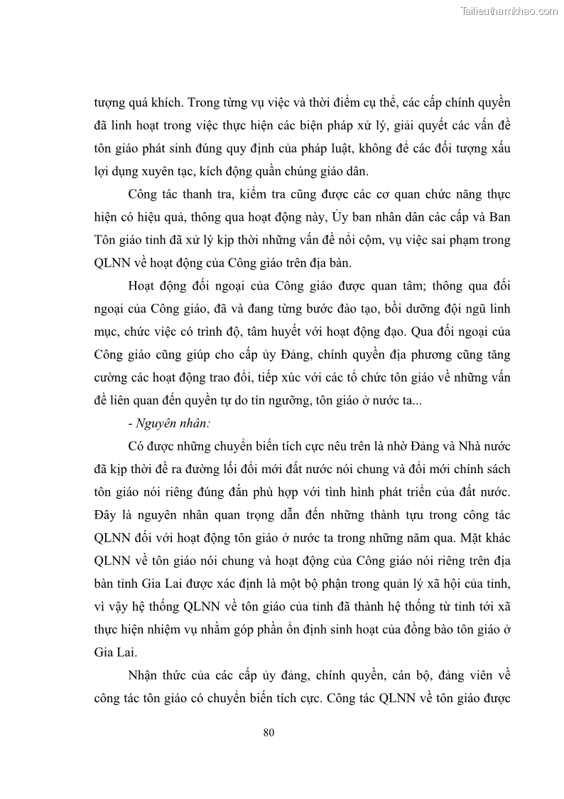Luận văn thạc sĩ quản lý công Quản lý nhà nước đối với hoạt động của Công giáo trên địa bàn tỉnh Gia Lai - 8 Trang 89