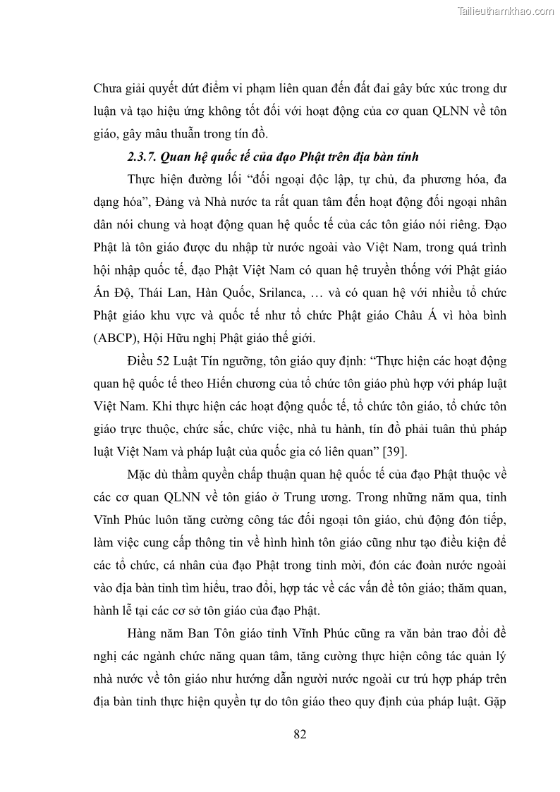 Luận văn thạc sĩ quản lý công Quản lý nhà nước đối với hoạt động của Đạo Phật trên địa bàn tỉnh Vĩnh Phúc - 8 Trang 90