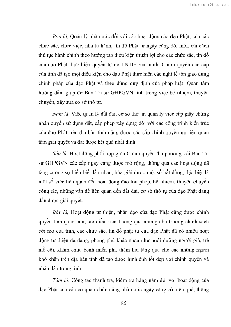 Luận văn thạc sĩ quản lý công Quản lý nhà nước đối với hoạt động của Đạo Phật trên địa bàn tỉnh Vĩnh Phúc - 8 Trang 93