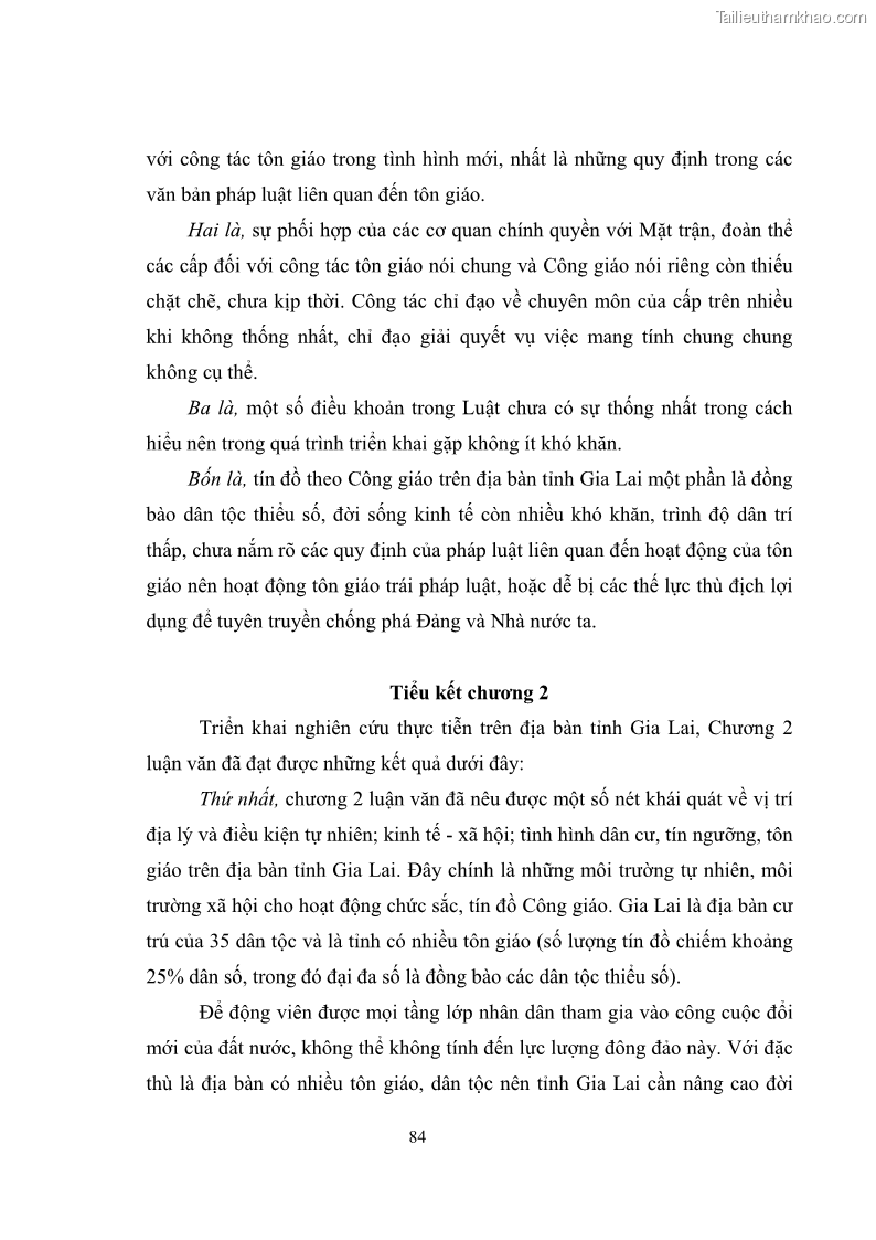 Luận văn thạc sĩ quản lý công Quản lý nhà nước đối với hoạt động của Công giáo trên địa bàn tỉnh Gia Lai - 8 Trang 93