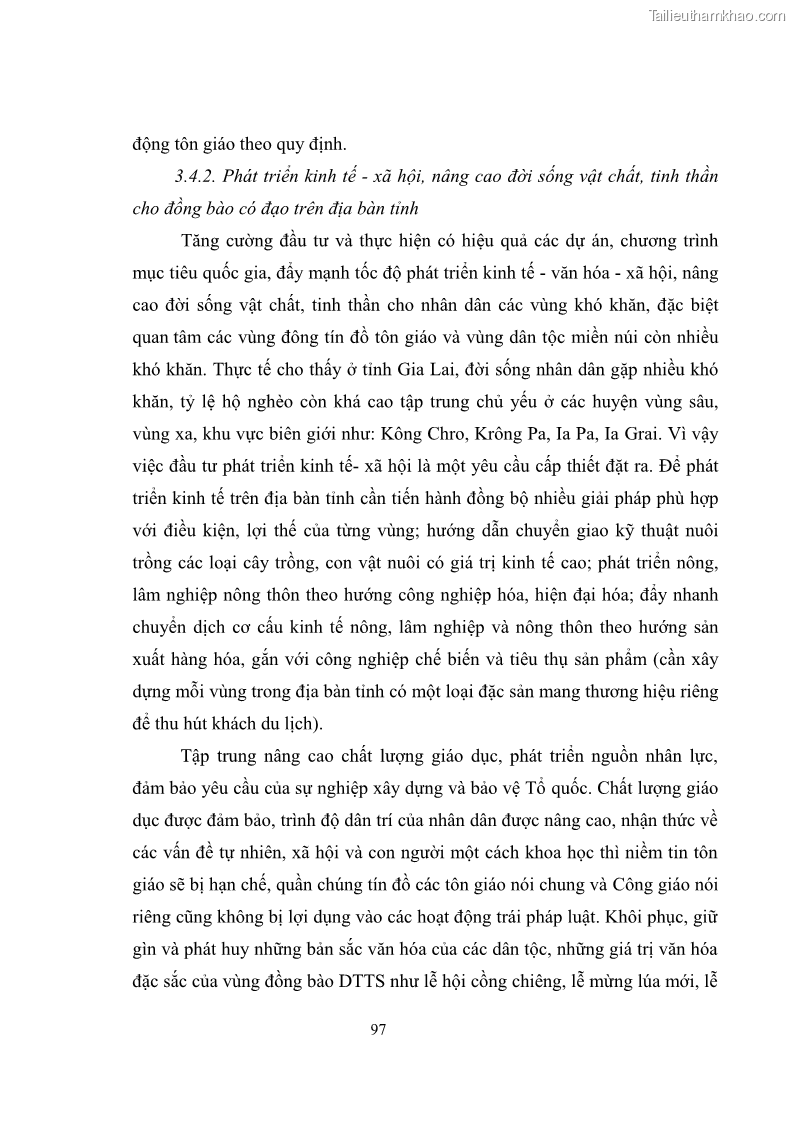 Luận văn thạc sĩ quản lý công Quản lý nhà nước đối với hoạt động của Công giáo trên địa bàn tỉnh Gia Lai - 9 Trang 106