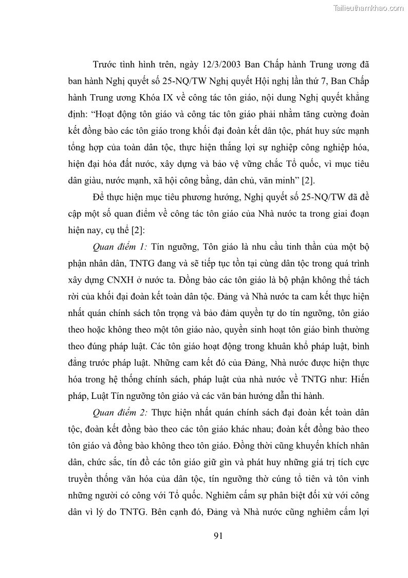 Luận văn thạc sĩ quản lý công Quản lý nhà nước đối với hoạt động của Đạo Phật trên địa bàn tỉnh Vĩnh Phúc - 9 Trang 99