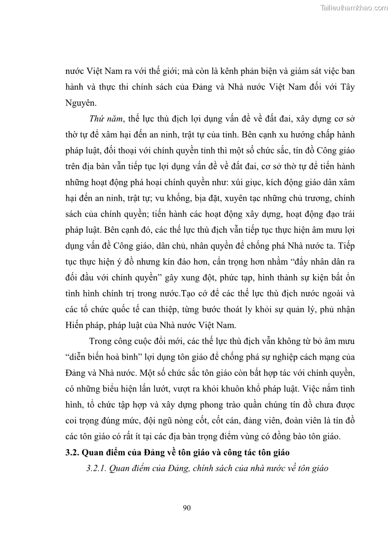 Luận văn thạc sĩ quản lý công Quản lý nhà nước đối với hoạt động của Công giáo trên địa bàn tỉnh Gia Lai - 9 Trang 99