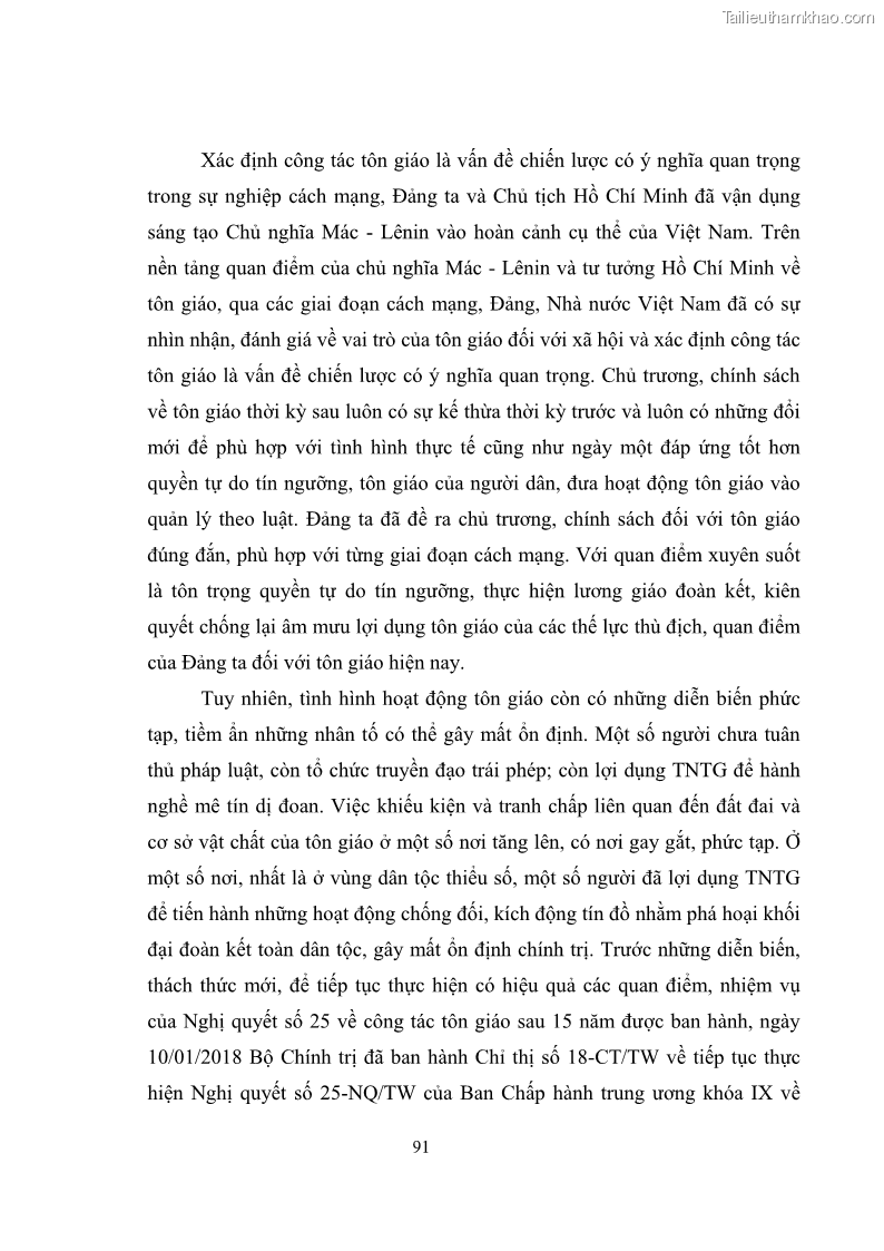 Luận văn thạc sĩ quản lý công Quản lý nhà nước đối với hoạt động của Công giáo trên địa bàn tỉnh Gia Lai - 9 Trang 100