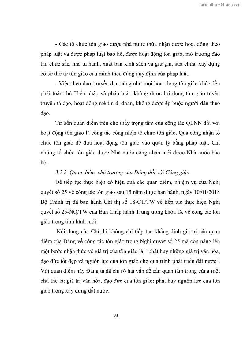Luận văn thạc sĩ quản lý công Quản lý nhà nước đối với hoạt động của Công giáo trên địa bàn tỉnh Gia Lai - 9 Trang 102
