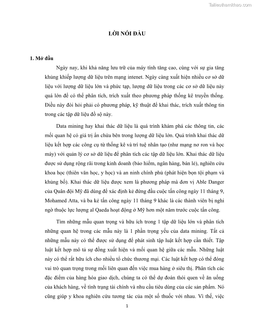 Luận văn thạc sĩ công nghệ thông tin Khai thác dàn tập phổ biến đóng sử dụng cấu trúc DSBV - 1 Trang 12