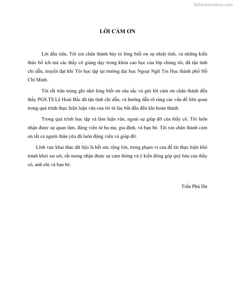 Luận văn thạc sĩ công nghệ thông tin Khai thác dàn tập phổ biến đóng sử dụng cấu trúc DSBV - 1 Trang 6