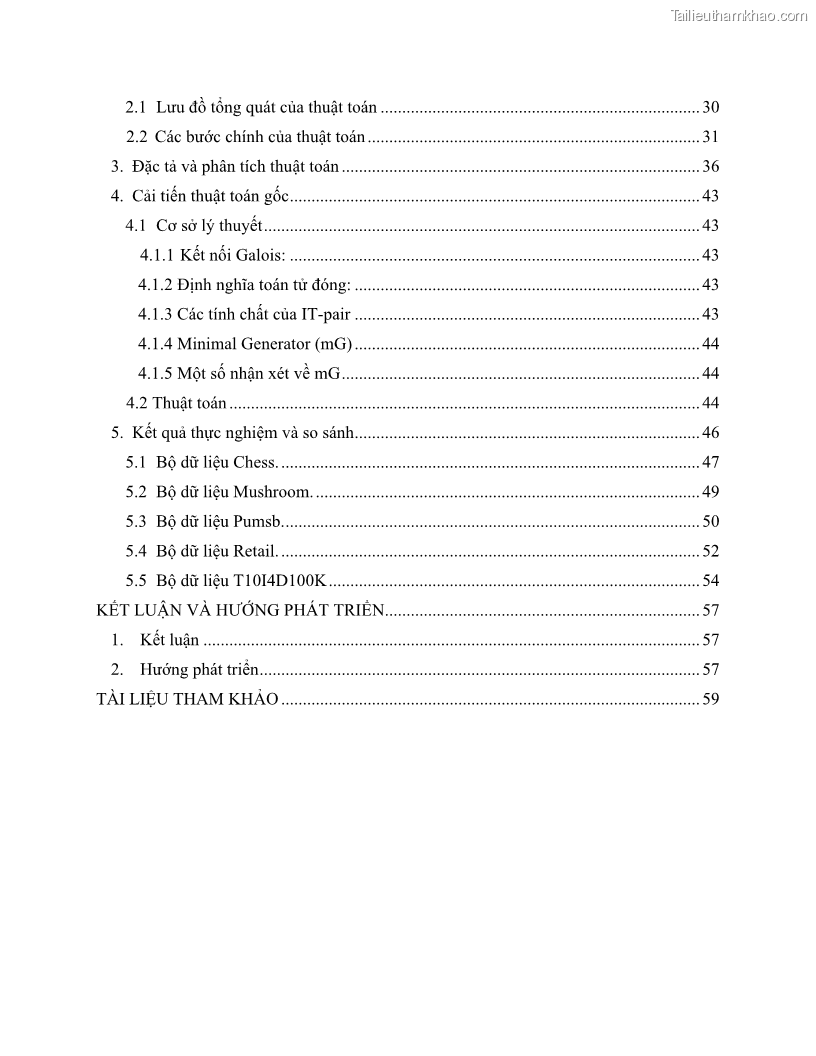 Luận văn thạc sĩ công nghệ thông tin Khai thác dàn tập phổ biến đóng sử dụng cấu trúc DSBV - 1 Trang 8