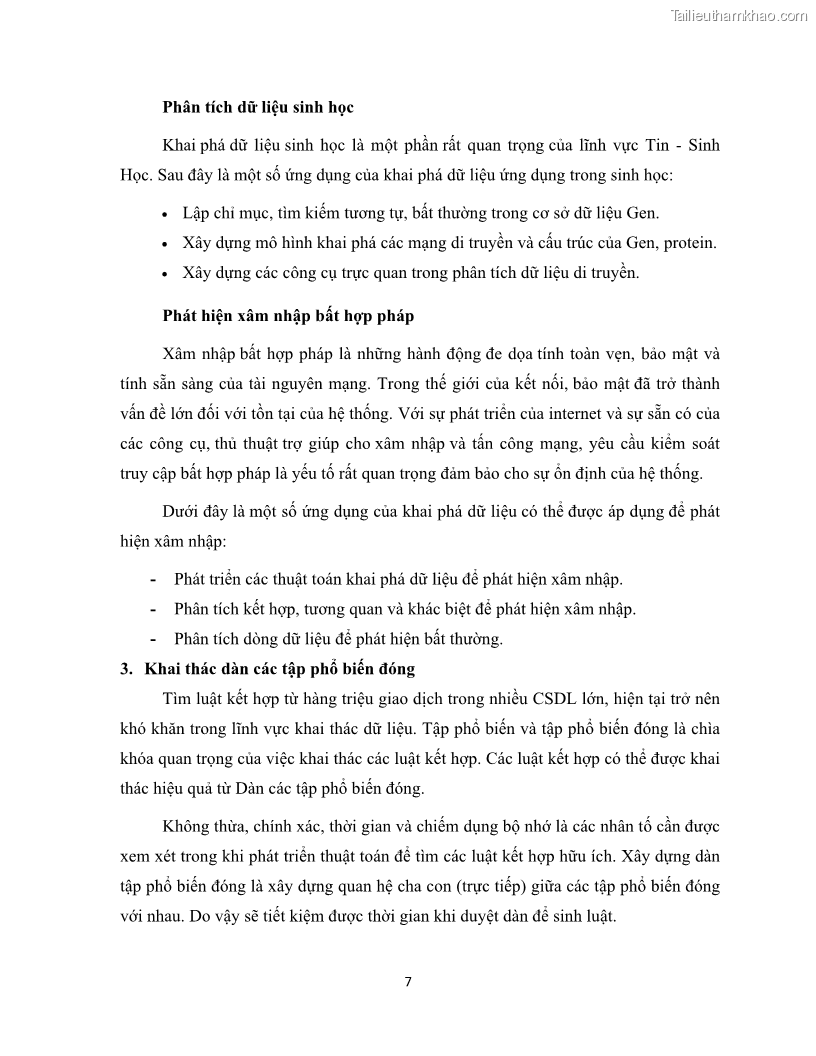 Luận văn thạc sĩ công nghệ thông tin Khai thác dàn tập phổ biến đóng sử dụng cấu trúc DSBV - 2 Trang 18