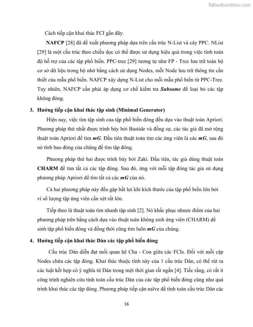 Luận văn thạc sĩ công nghệ thông tin Khai thác dàn tập phổ biến đóng sử dụng cấu trúc DSBV - 3 Trang 27