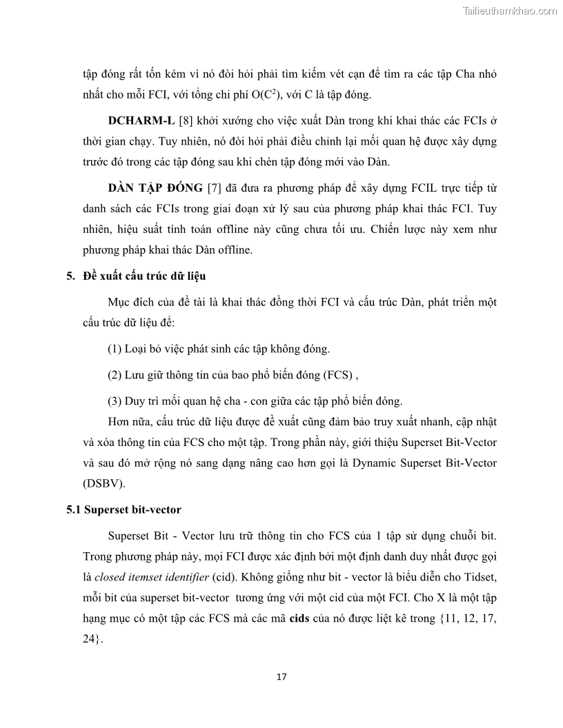 Luận văn thạc sĩ công nghệ thông tin Khai thác dàn tập phổ biến đóng sử dụng cấu trúc DSBV - 3 Trang 28