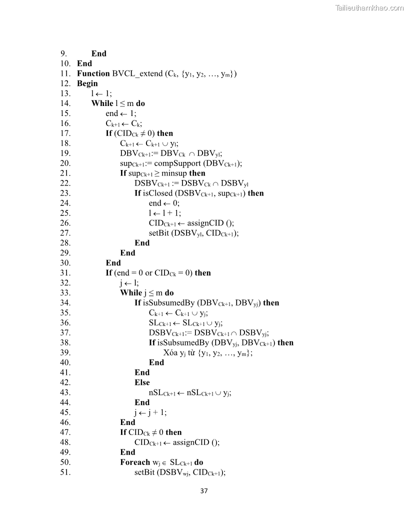 Luận văn thạc sĩ công nghệ thông tin Khai thác dàn tập phổ biến đóng sử dụng cấu trúc DSBV - 4 Trang 48