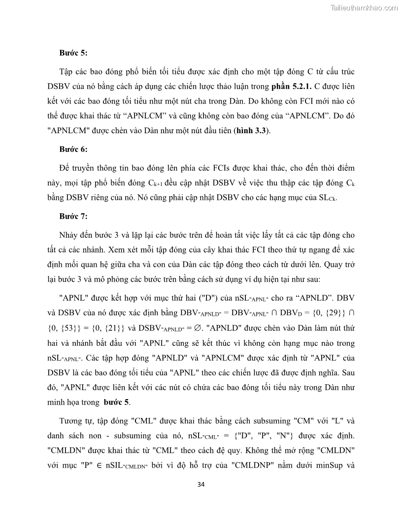 Luận văn thạc sĩ công nghệ thông tin Khai thác dàn tập phổ biến đóng sử dụng cấu trúc DSBV - 4 Trang 45