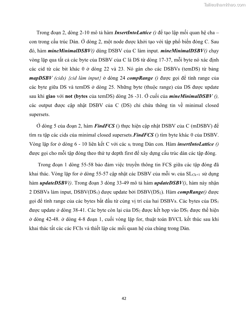 Luận văn thạc sĩ công nghệ thông tin Khai thác dàn tập phổ biến đóng sử dụng cấu trúc DSBV - 5 Trang 53