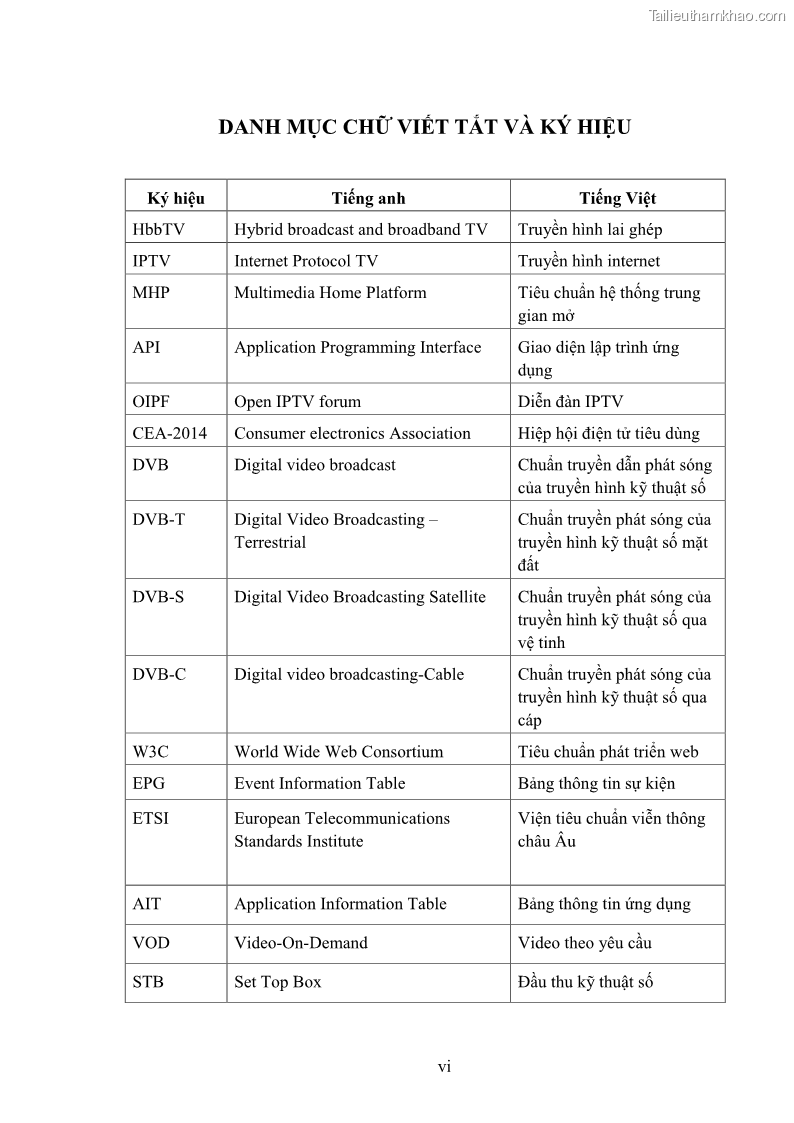 Luận văn thạc sĩ công nghệ thông tin Nghiên cứu mô hình truyền hình lai ghép HbbTV và xây dựng ứng dụng minh họa - 1 Trang 8