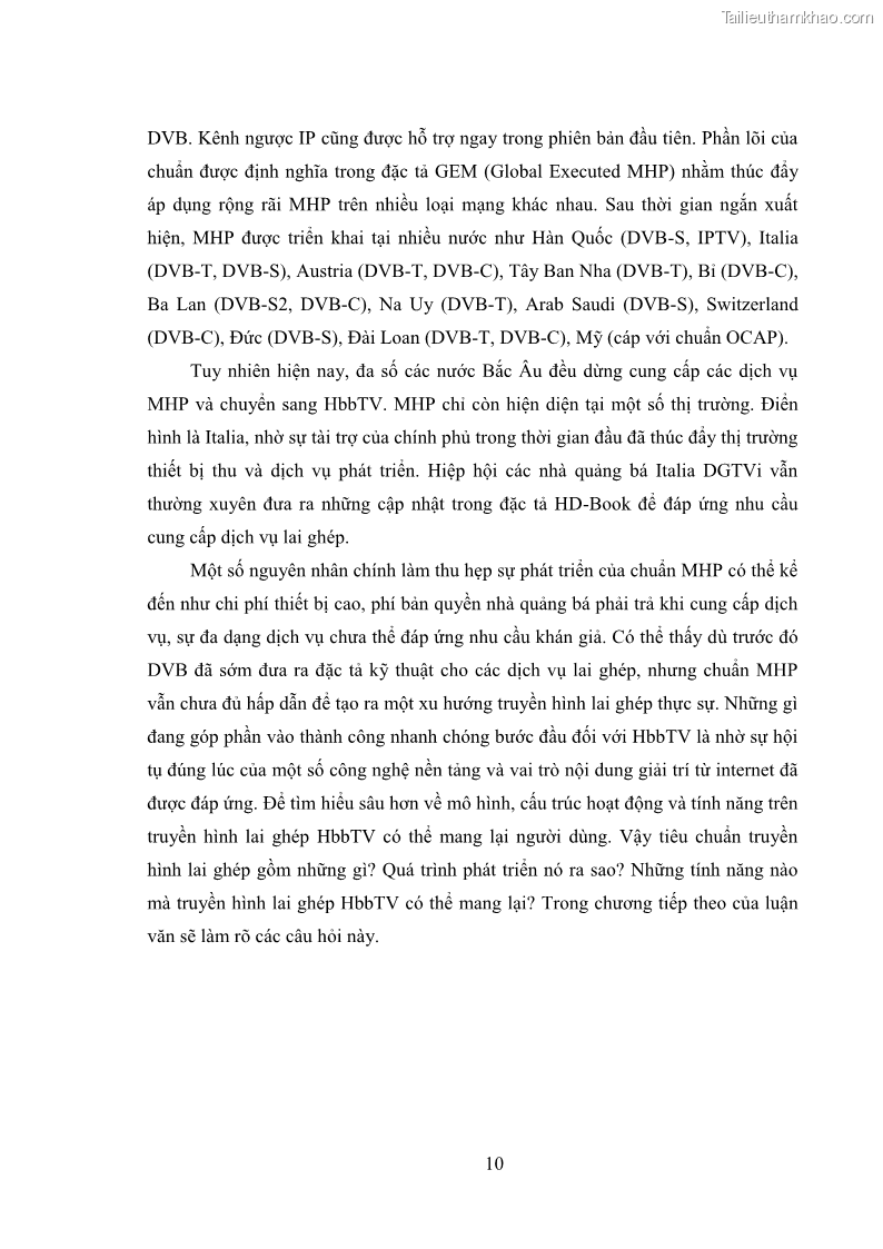 Luận văn thạc sĩ công nghệ thông tin Nghiên cứu mô hình truyền hình lai ghép HbbTV và xây dựng ứng dụng minh họa - 2 Trang 20