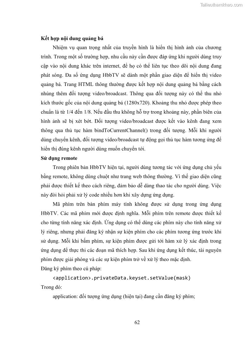 Luận văn thạc sĩ công nghệ thông tin Nghiên cứu mô hình truyền hình lai ghép HbbTV và xây dựng ứng dụng minh họa - 6 Trang 72