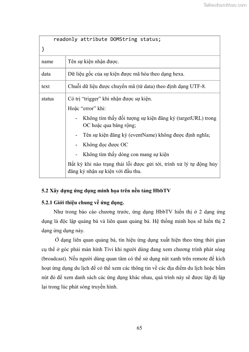 Luận văn thạc sĩ công nghệ thông tin Nghiên cứu mô hình truyền hình lai ghép HbbTV và xây dựng ứng dụng minh họa - 7 Trang 75