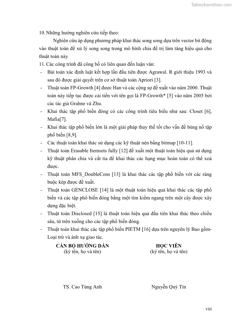 Luận văn thạc sĩ công nghệ thông tin Phương pháp khai thác theo chiều ngang để trích xuất các tập phổ biến - 1 Trang 11