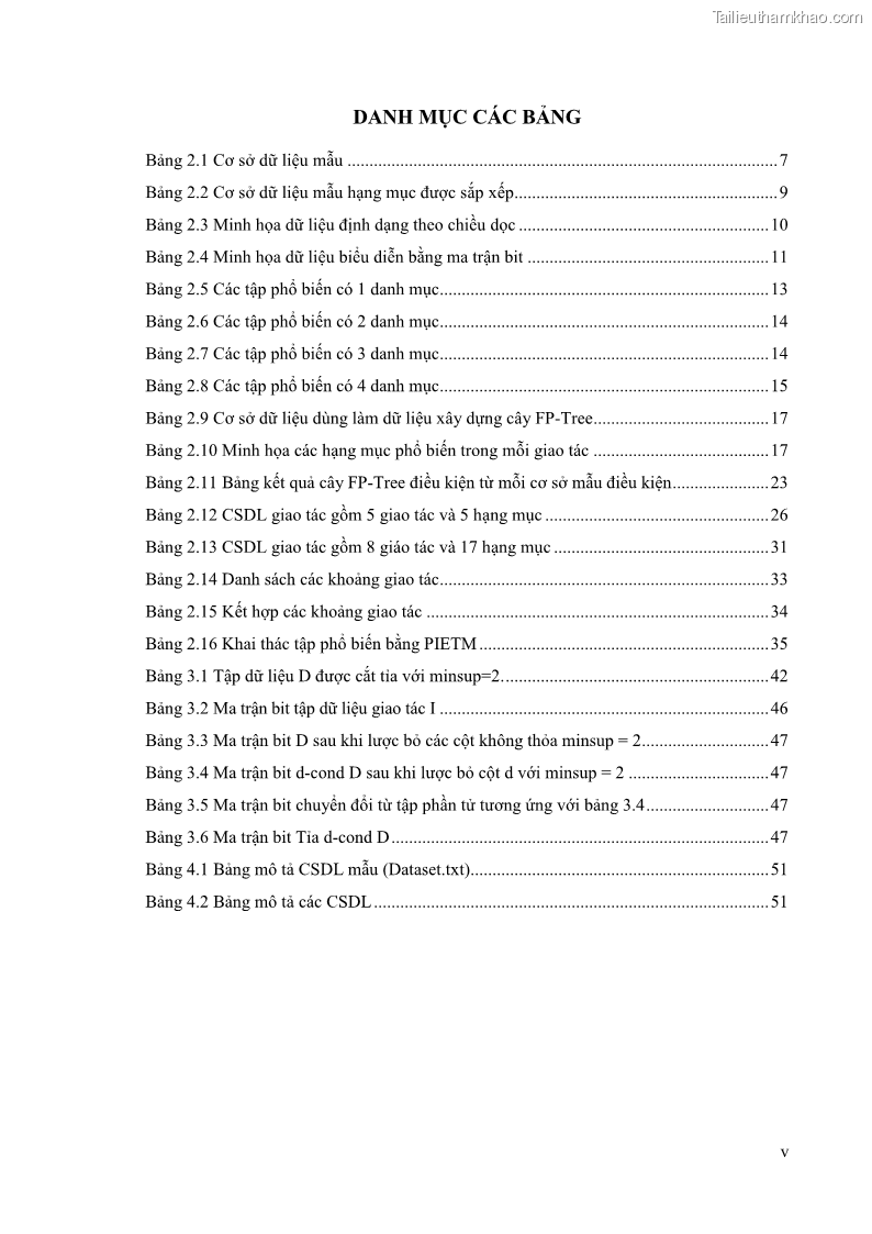 Luận văn thạc sĩ công nghệ thông tin Phương pháp khai thác theo chiều ngang để trích xuất các tập phổ biến - 1 Trang 8