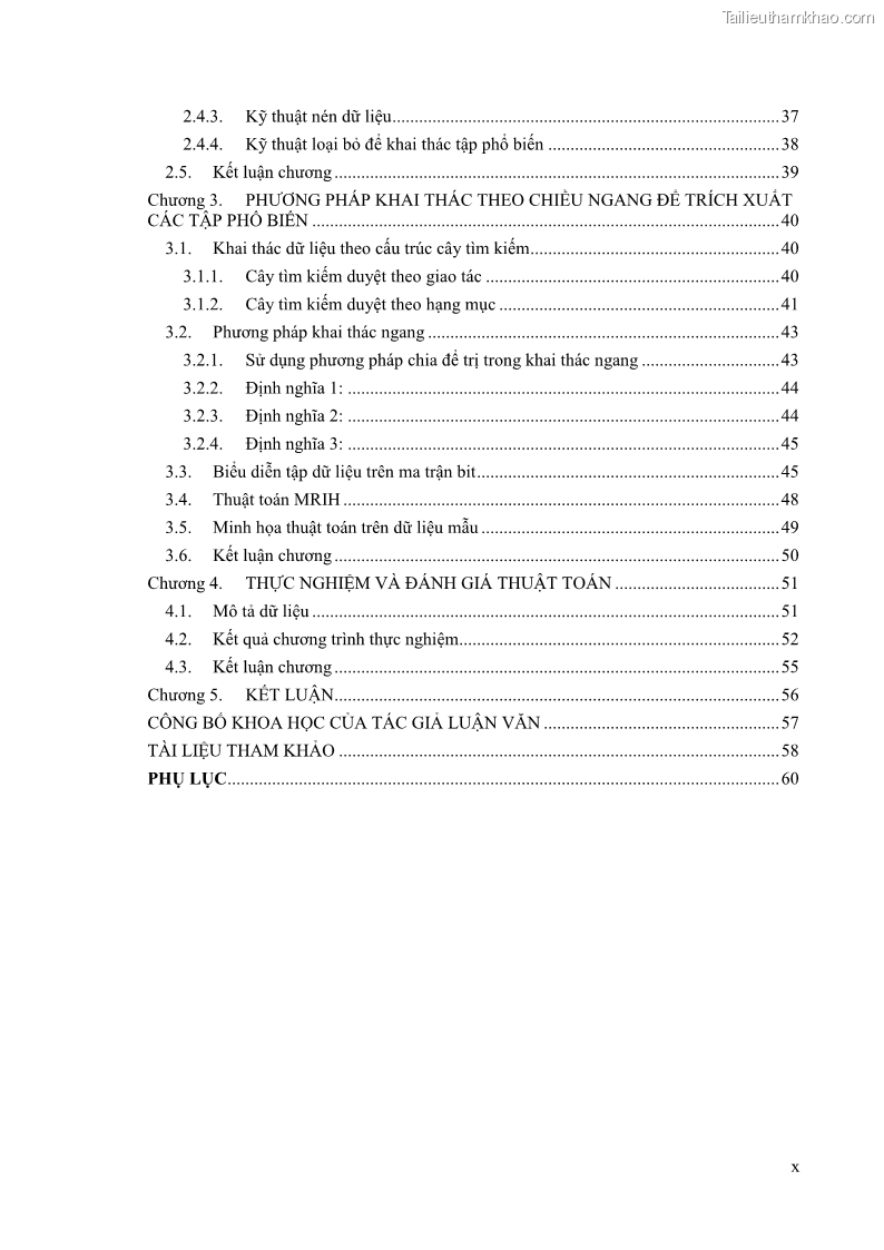 Luận văn thạc sĩ công nghệ thông tin Phương pháp khai thác theo chiều ngang để trích xuất các tập phổ biến - 2 Trang 13