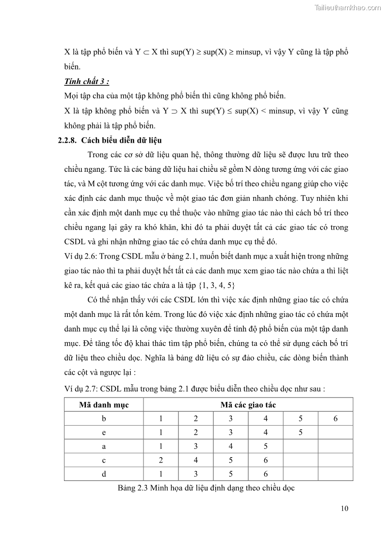Luận văn thạc sĩ công nghệ thông tin Phương pháp khai thác theo chiều ngang để trích xuất các tập phổ biến - 2 Trang 23