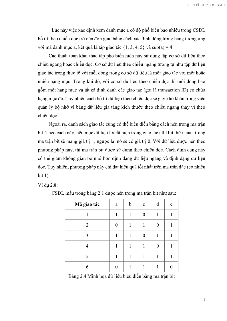 Luận văn thạc sĩ công nghệ thông tin Phương pháp khai thác theo chiều ngang để trích xuất các tập phổ biến - 2 Trang 24